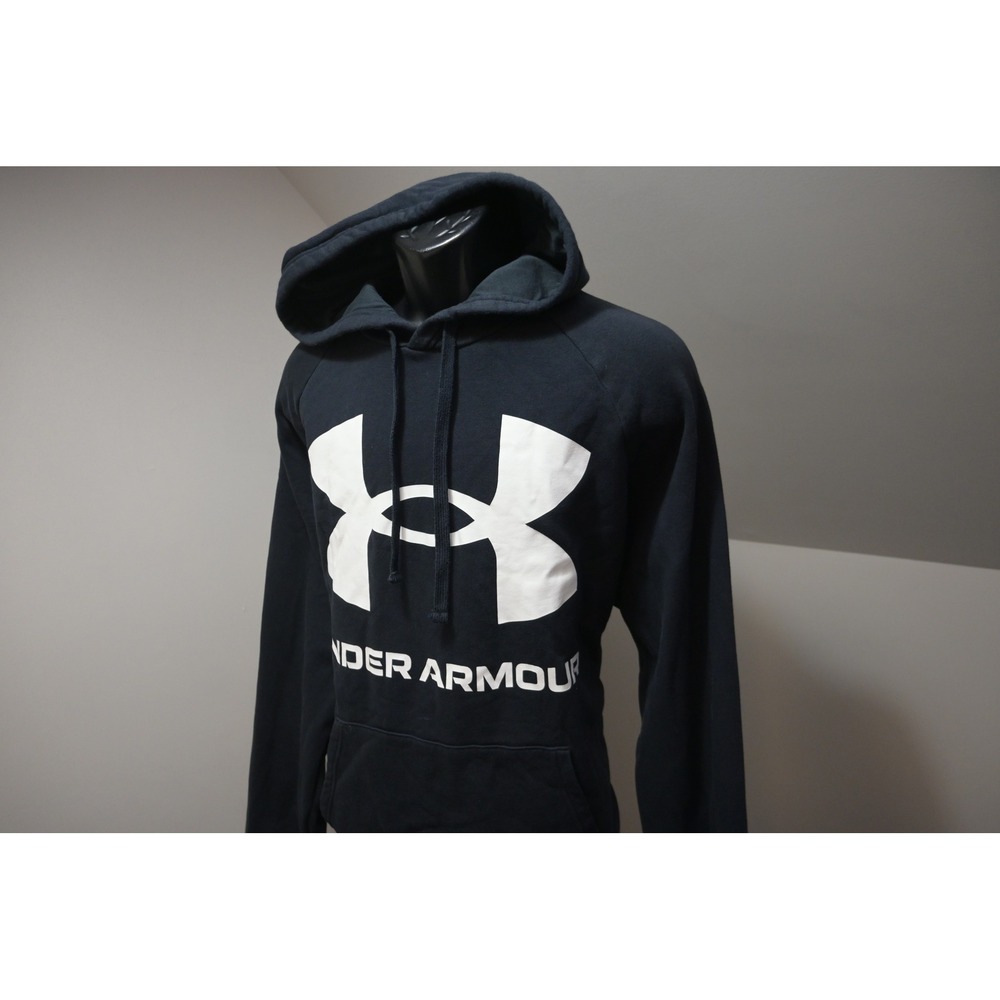 Under Armour Hoodie Men XXL Black Rival Fleece Logo Pullover Excellent